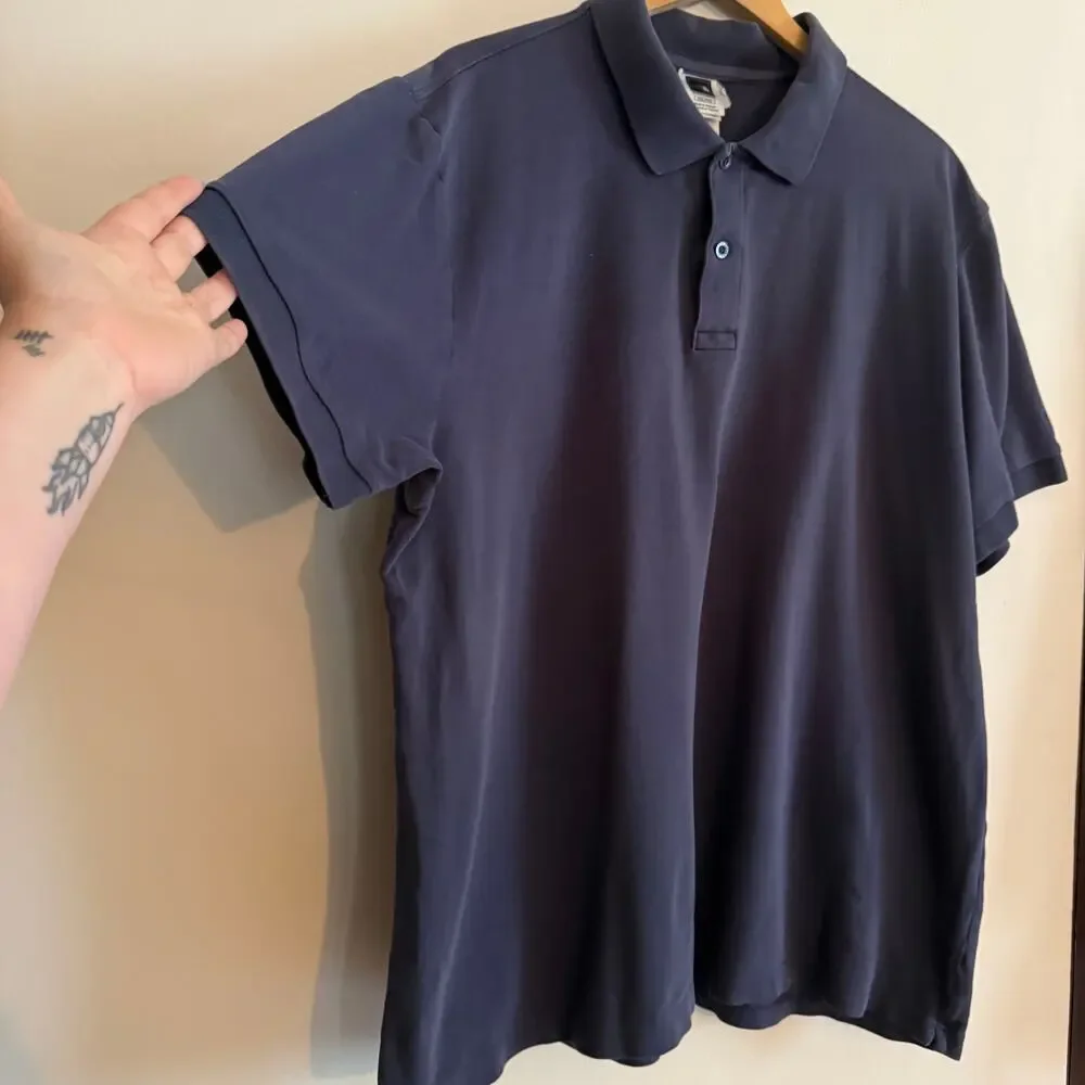 THE NORTH FACE | Y2K Vintage Men's Navy Blue Pique Polo Shirt | XXL